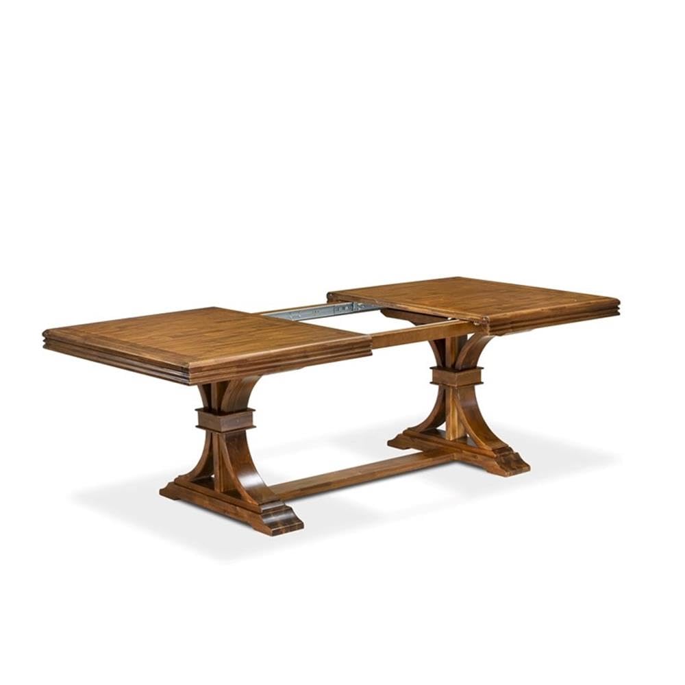 9-Piece Walnut Acacia Wood Dining Set with Faux Leather Chairs H7104