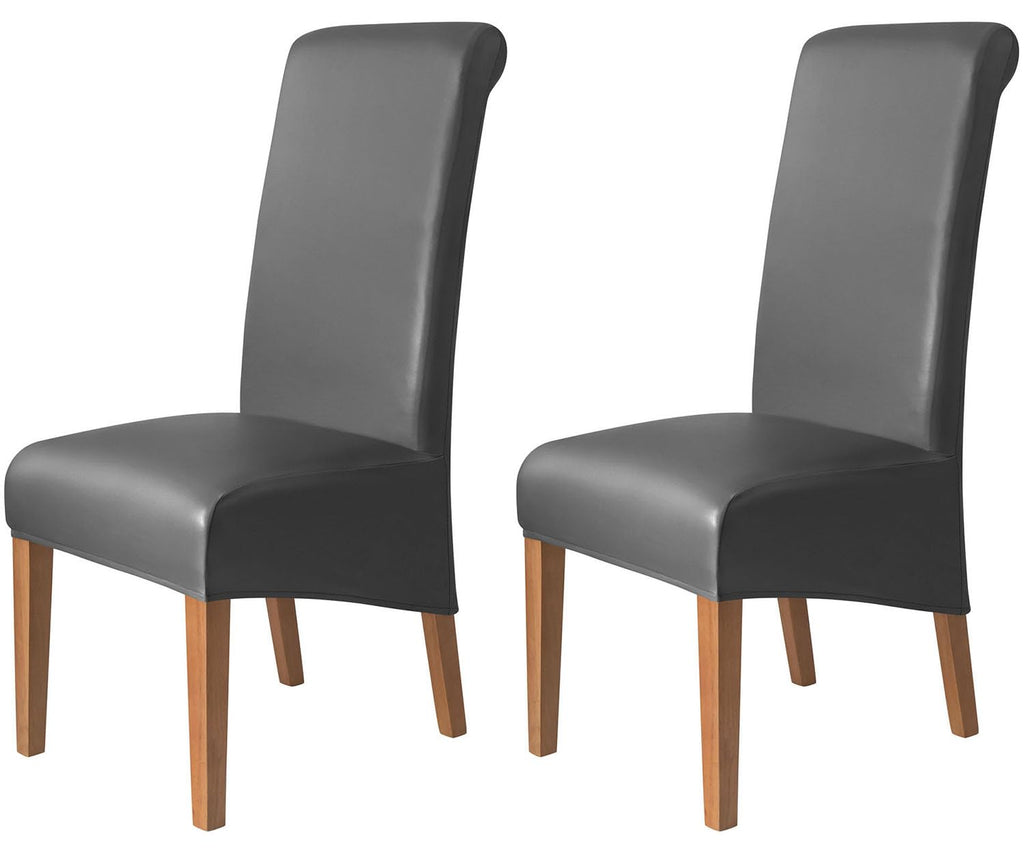 Waterproof PU Leather High Back Dining Chair Covers Set of 2 E485337