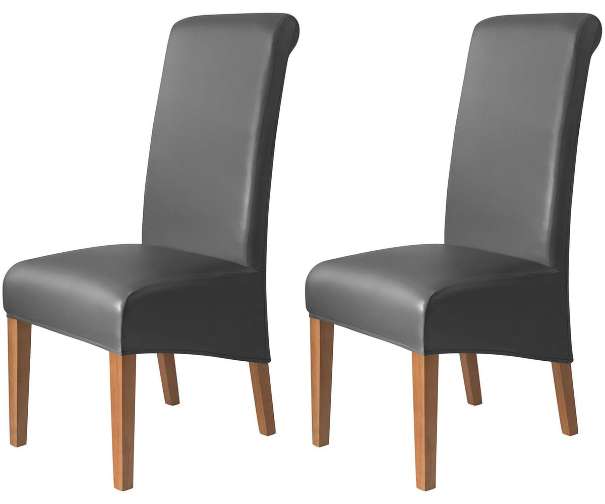 Waterproof PU Leather High Back Dining Chair Covers Set of 2 E485337