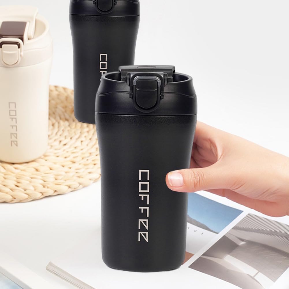14oz 2 Pack Insulated Stainless Steel Coffee Tumbler Set with Lid and Straw X69239