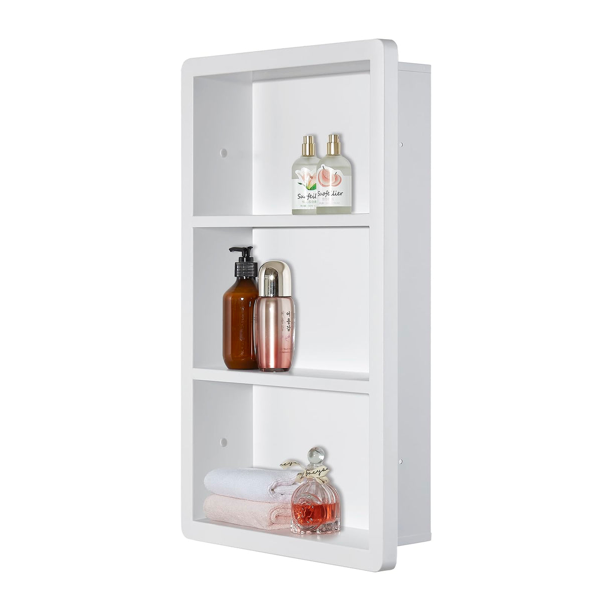 14x24 Matte White Stainless Steel Recessed Medicine Cabinet with 2 Shelves Y96795