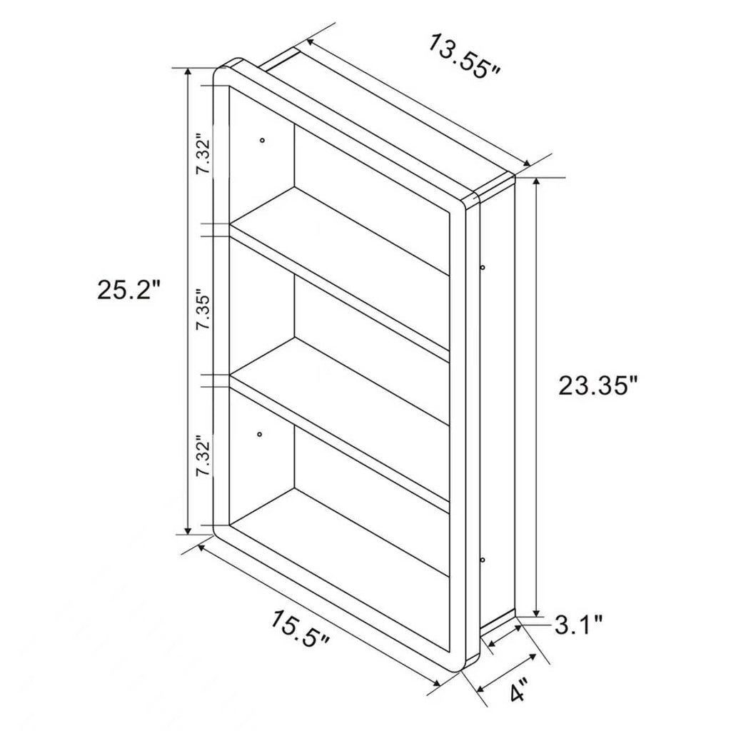 14x24 Matte White Stainless Steel Recessed Medicine Cabinet with 2 Shelves Y96795