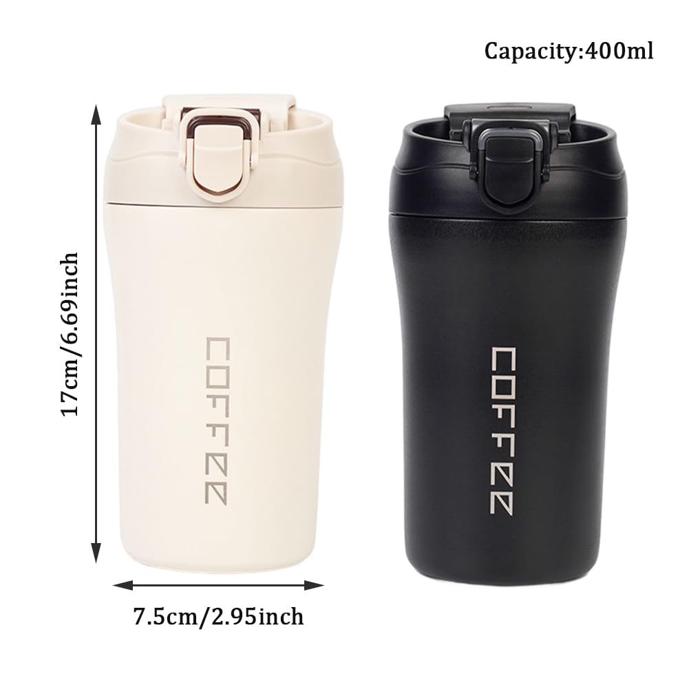 14oz 2 Pack Insulated Stainless Steel Coffee Tumbler Set with Lid and Straw X69239