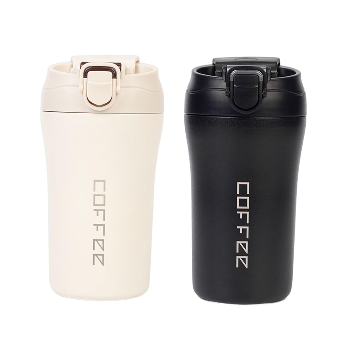 14oz 2 Pack Insulated Stainless Steel Coffee Tumbler Set with Lid and Straw X69239
