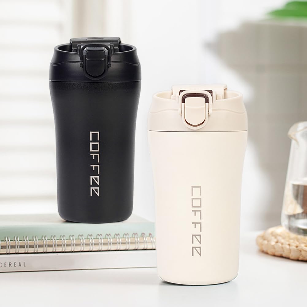 14oz 2 Pack Insulated Stainless Steel Coffee Tumbler Set with Lid and Straw X69239