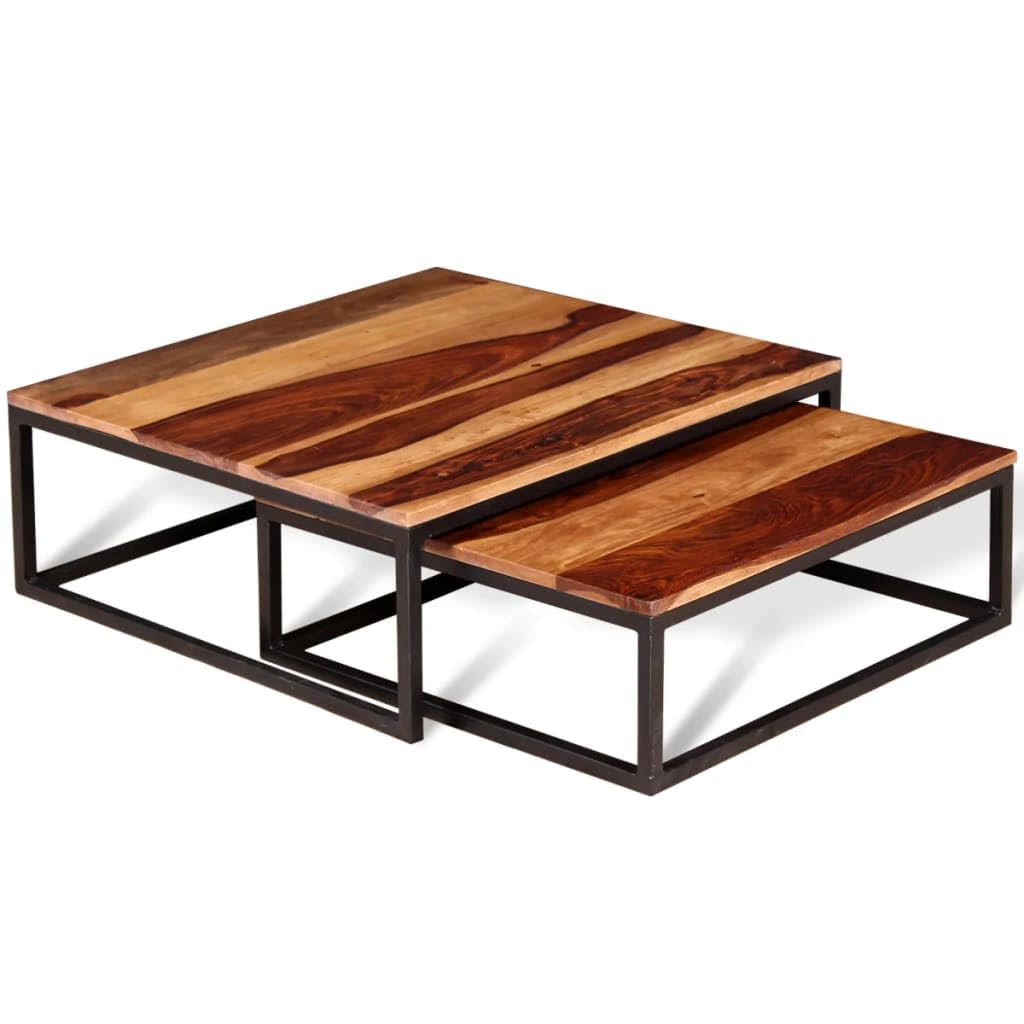 Solid Sheesham Wood Nesting Coffee Table Set M428