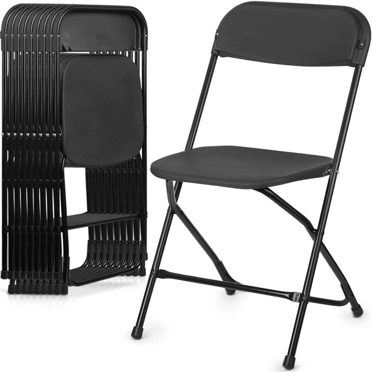 Portable Heavy Duty Folding Chairs 10 Pack Black K58553