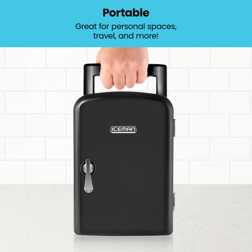 Portable 4 Liter Mini Fridge, Cools & Heats, Black A675