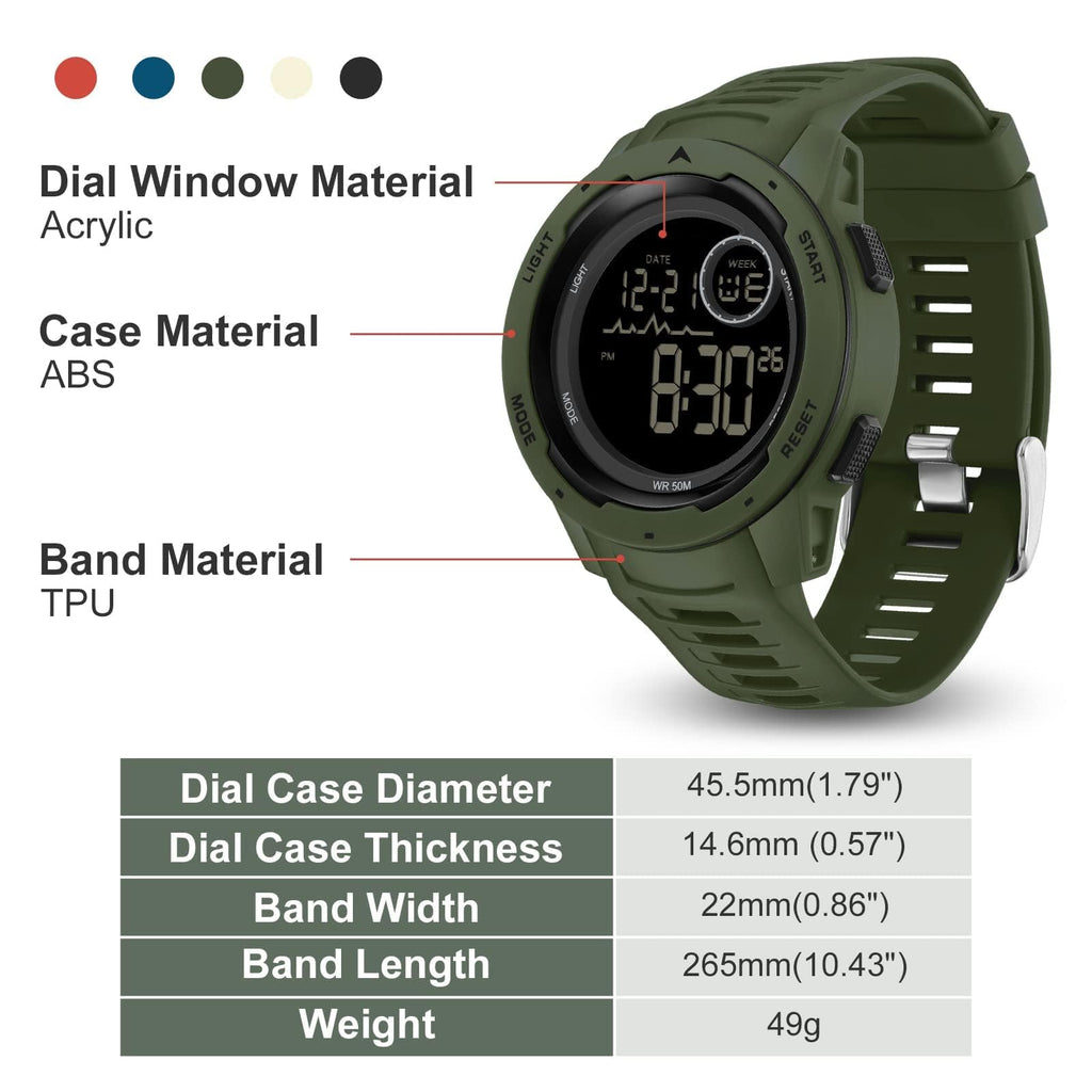 Men's Digital Waterproof Sports Watch L377970