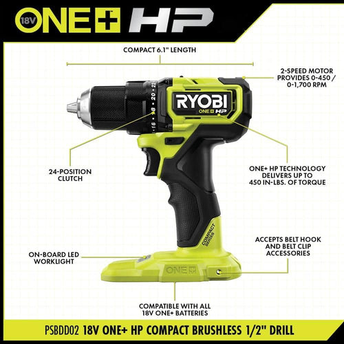 18V Brushless Cordless Compact 2-Tool Combo Kit with Drill/Driver X76918