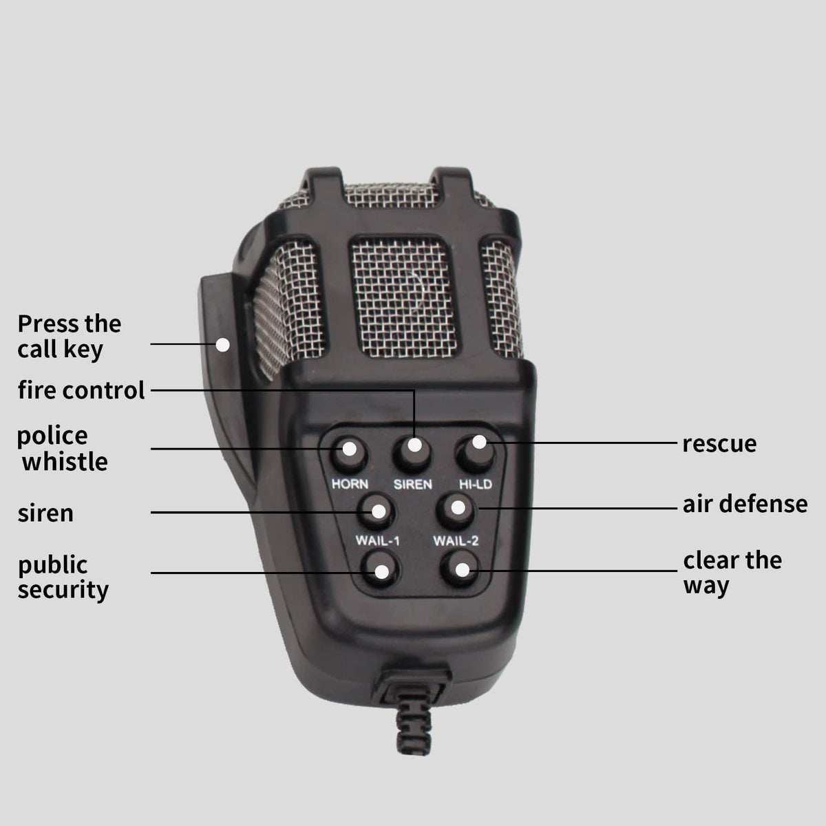7 Tone Car Siren PA System Megaphone Speaker L143890