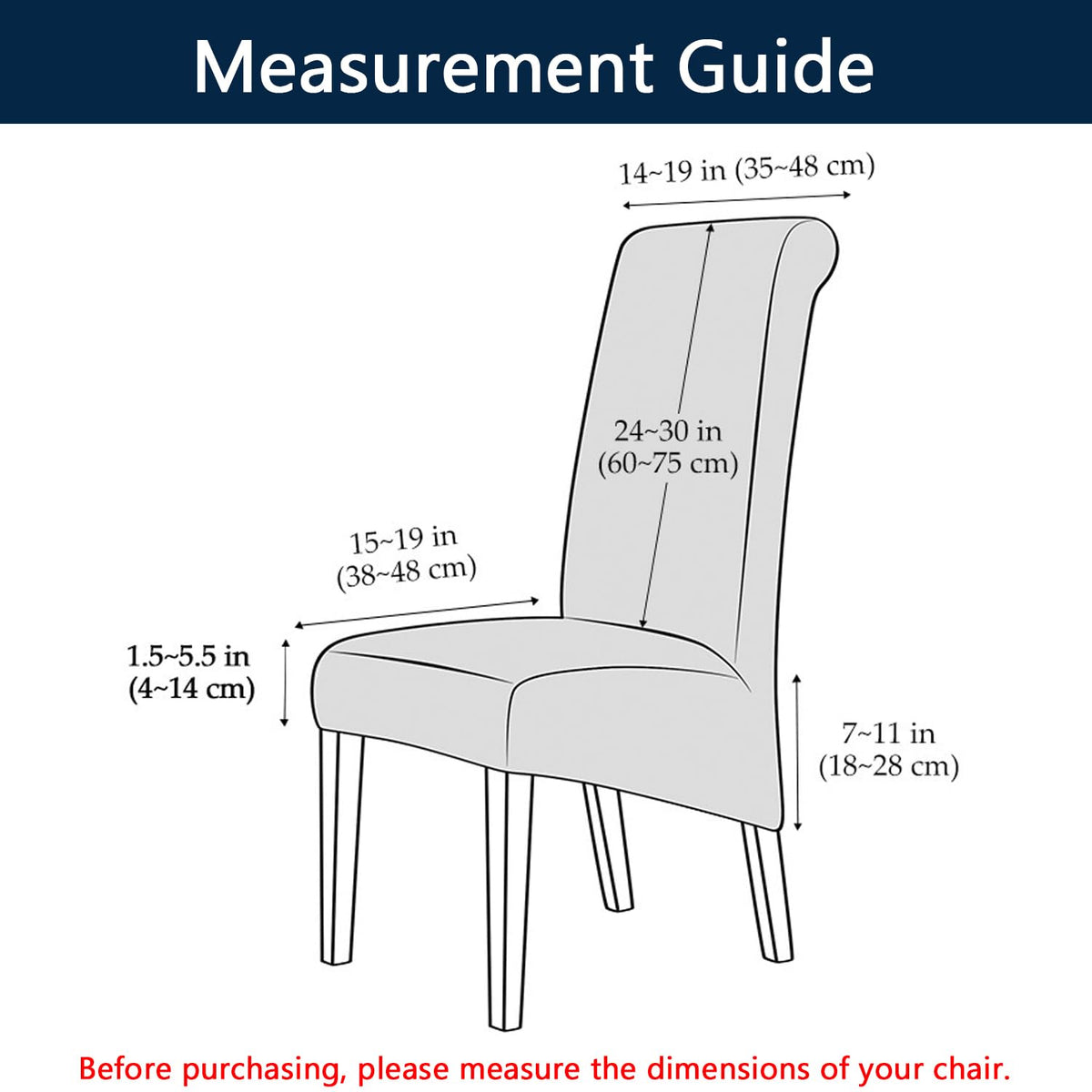 Waterproof PU Leather High Back Dining Chair Covers Set of 2 E485337