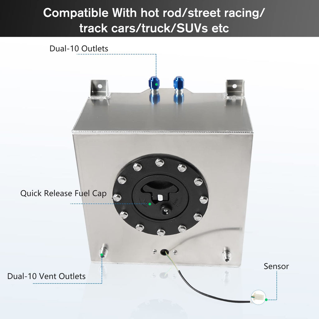 5 Gallon Aluminum Polished Fuel Cell with Cap H336