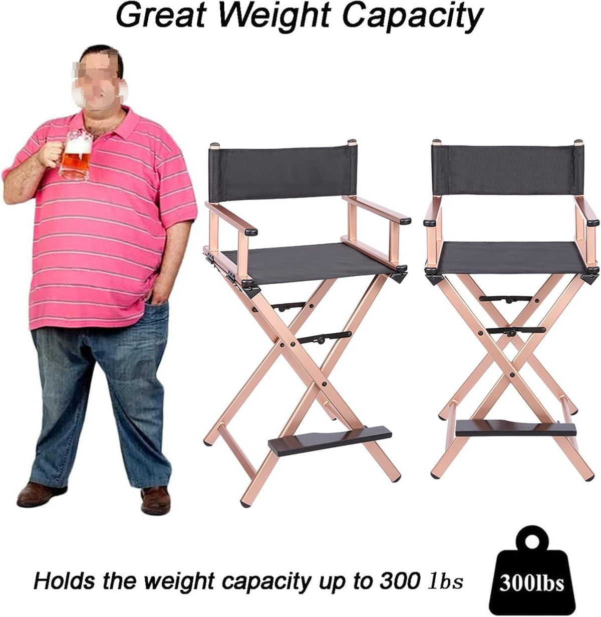 Folding Director Chair with Footrest, 300lbs Capacity D40139