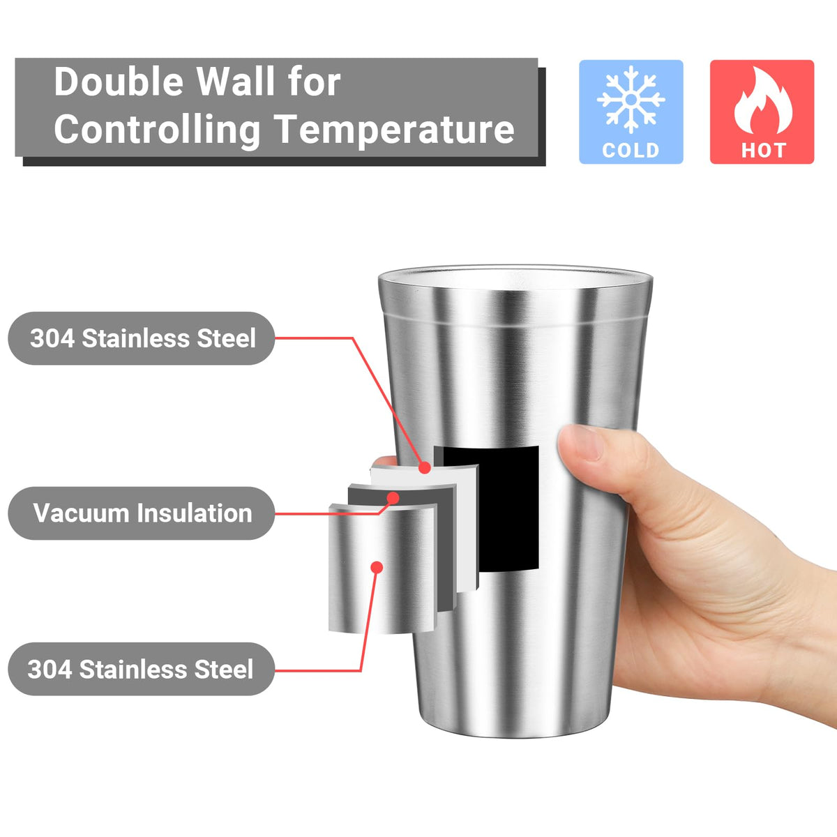 16 oz Stainless Steel Insulated Tumbler 8 Pack Y985