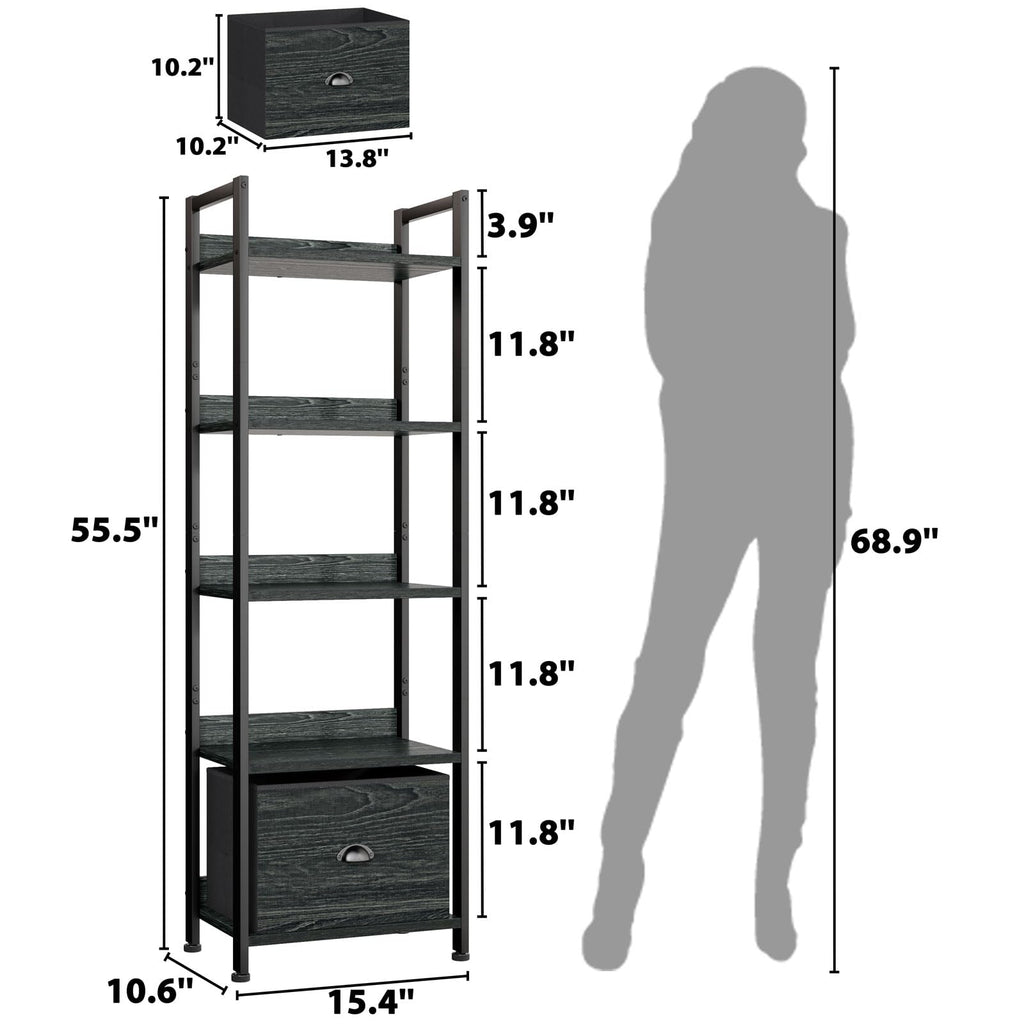 5 Tier Bookshelf with Drawer G483