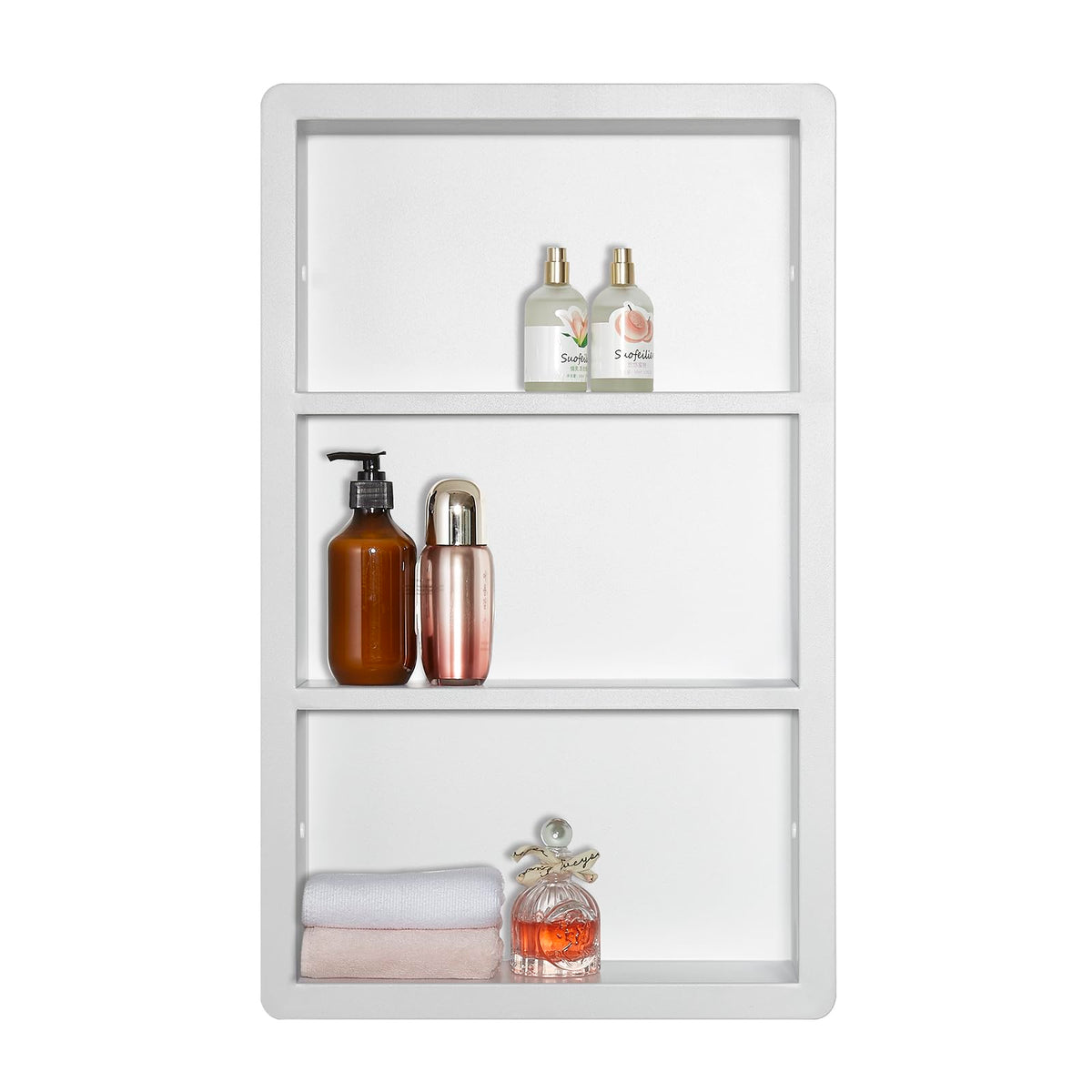 14x24 Matte White Stainless Steel Recessed Medicine Cabinet with 2 Shelves Y96795
