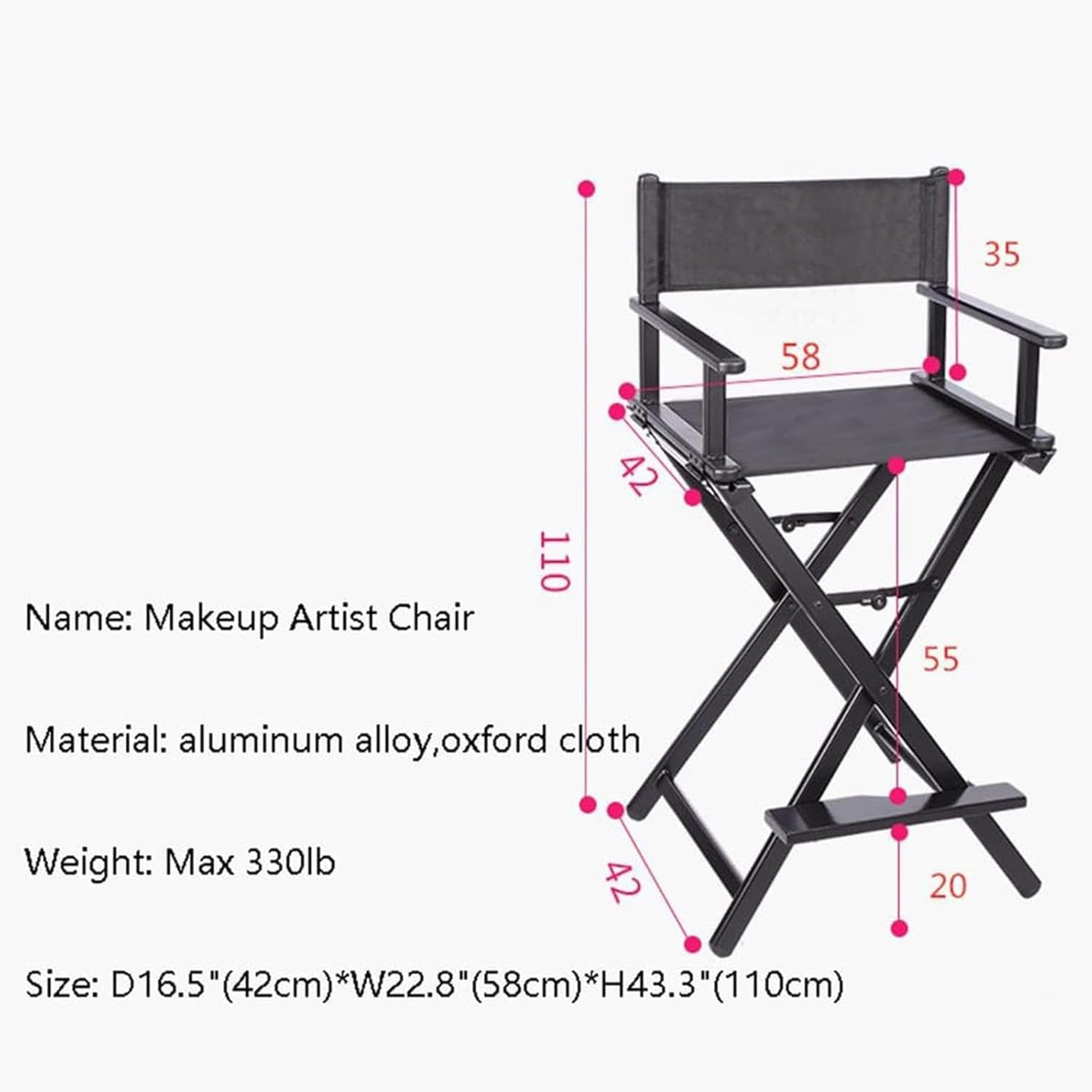 Folding Director Chair with Footrest, 300lbs Capacity D40139