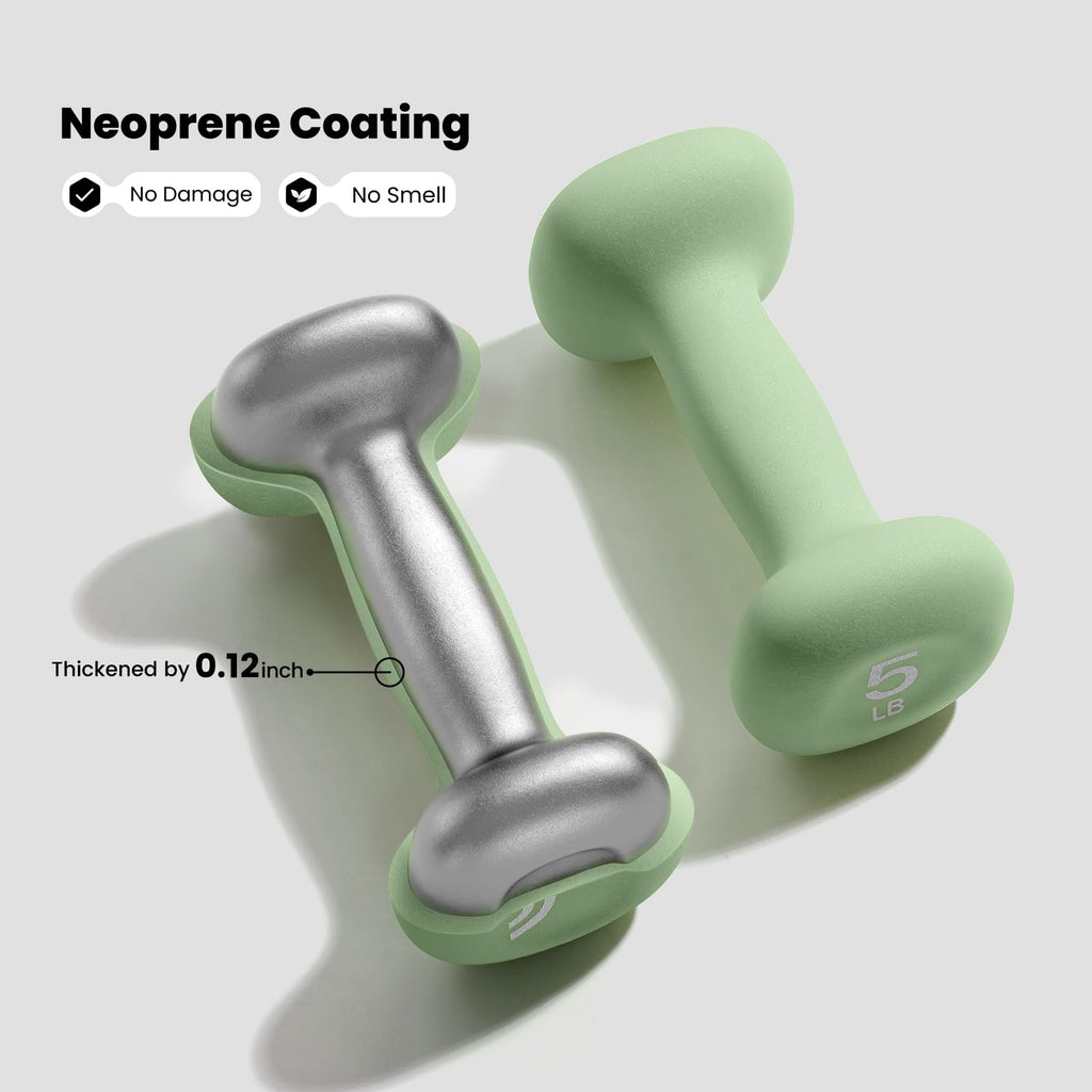 Neoprene Dumbbells Set of 2, 5lb Hand Weights, Green K2893
