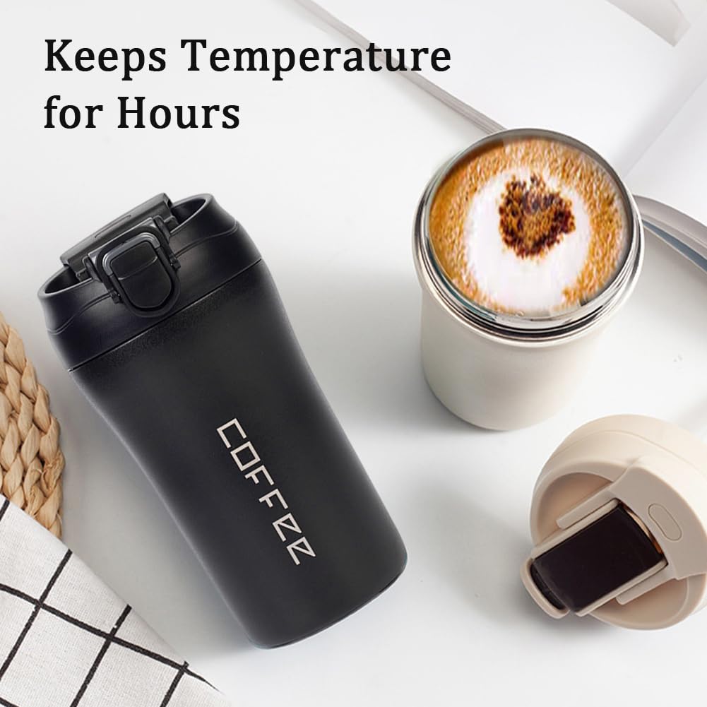 14oz 2 Pack Insulated Stainless Steel Coffee Tumbler Set with Lid and Straw X69239