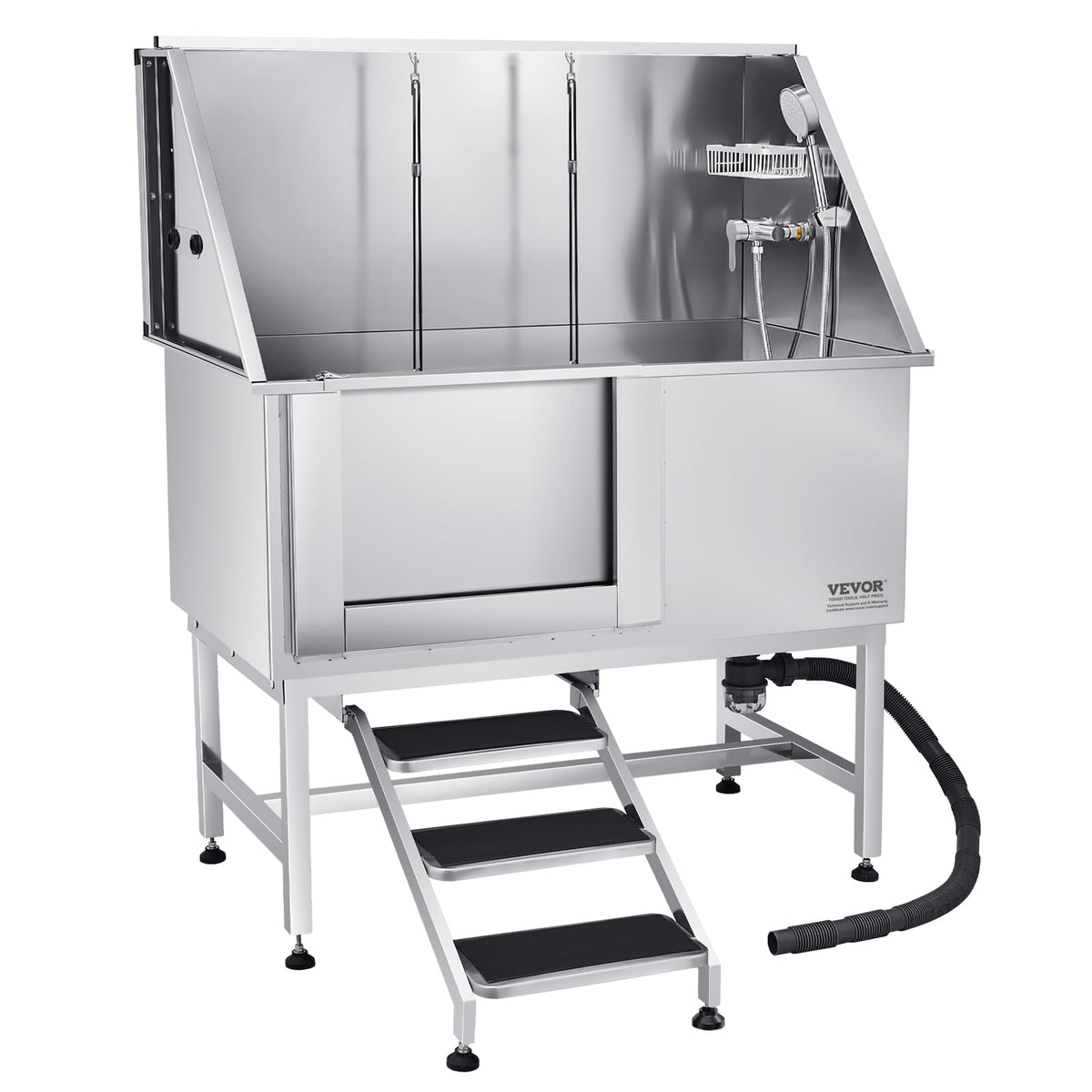 Stainless Steel 50 inch Pet Grooming Tub with Stairs X8368
