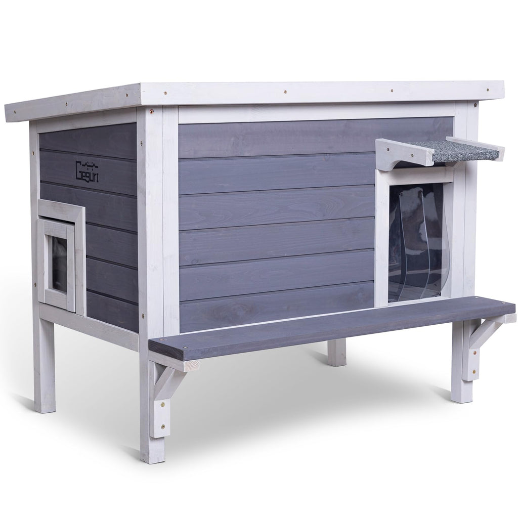 Weatherproof Outdoor Cat House with Elevated Floor G459