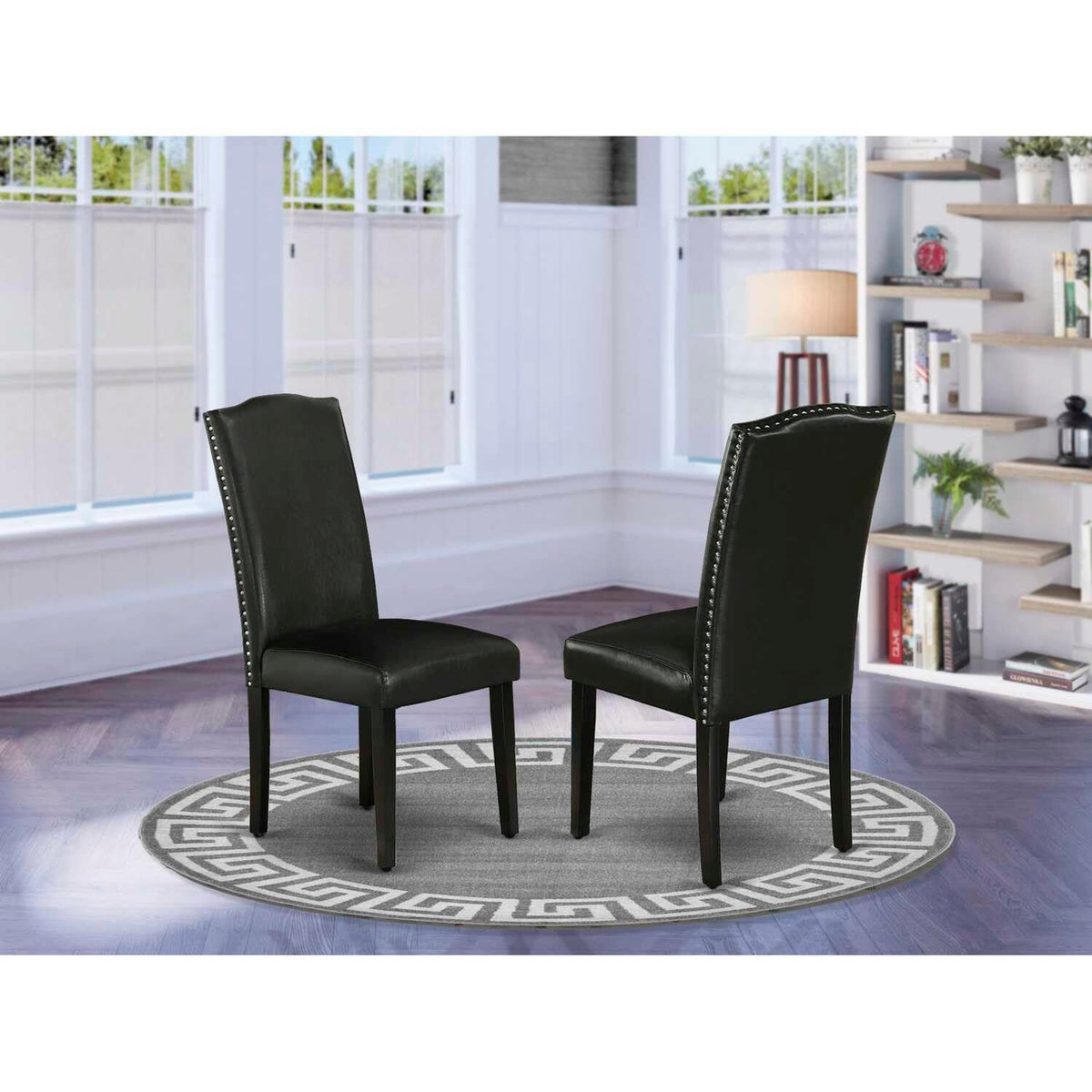 Black Faux Leather Dining Chairs Set of 2 W569779