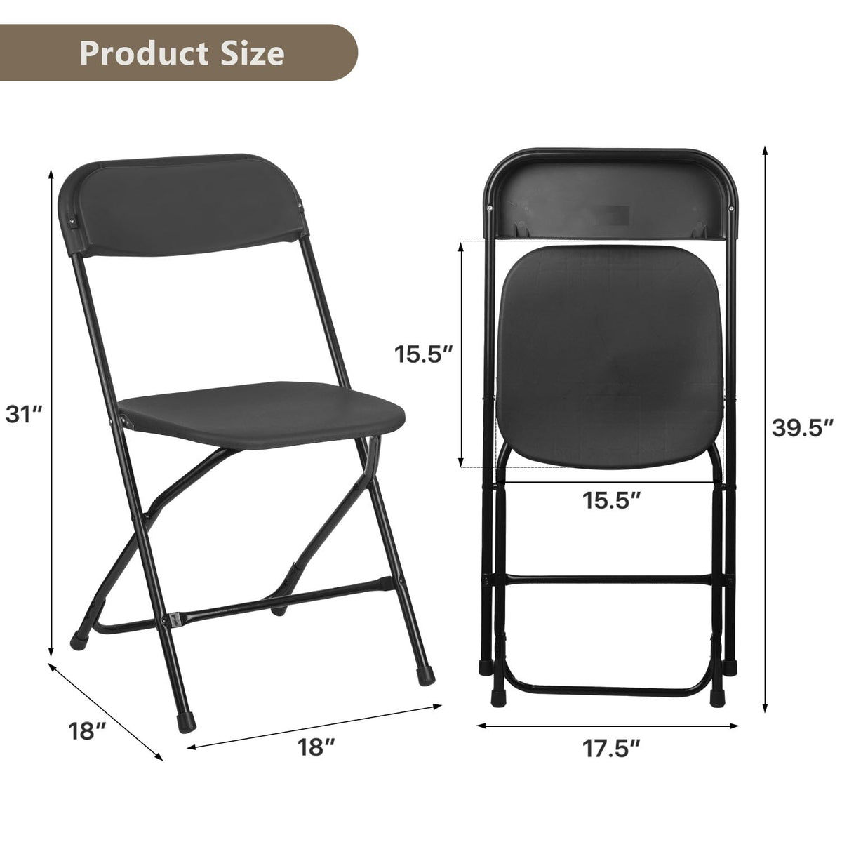 Portable Heavy Duty Folding Chairs 10 Pack Black K58553