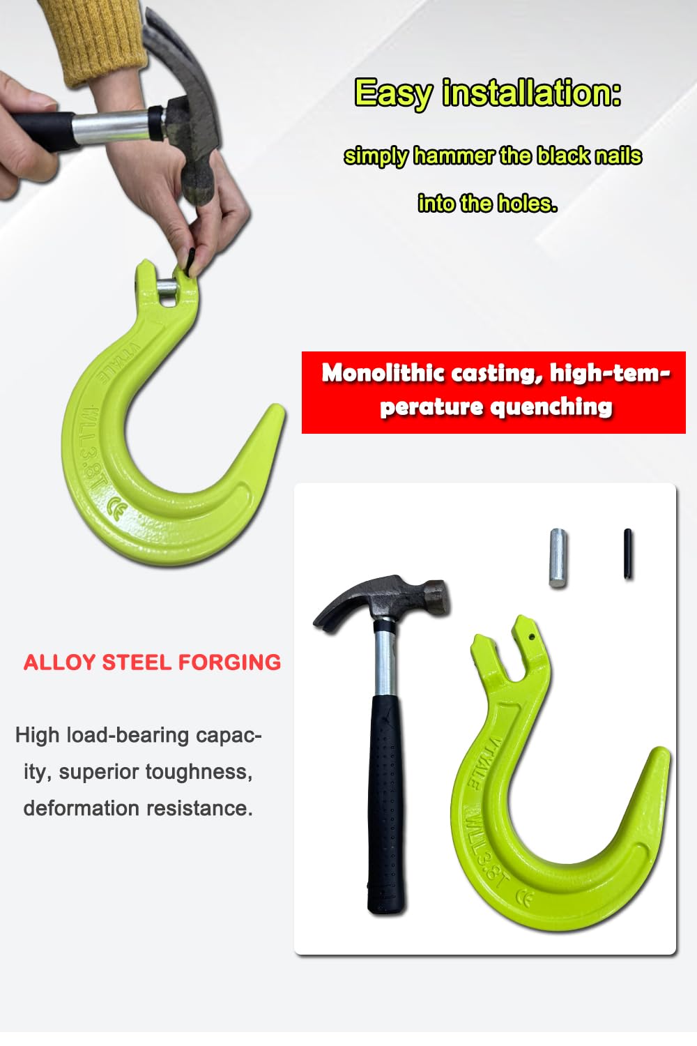 3/8" G80 Clevis Foundry Hook 4 Pack O8174