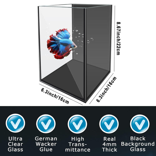 1.5 Gallon Glass Betta Aquarium Starter Kit with LED Light and Power Filter Z918