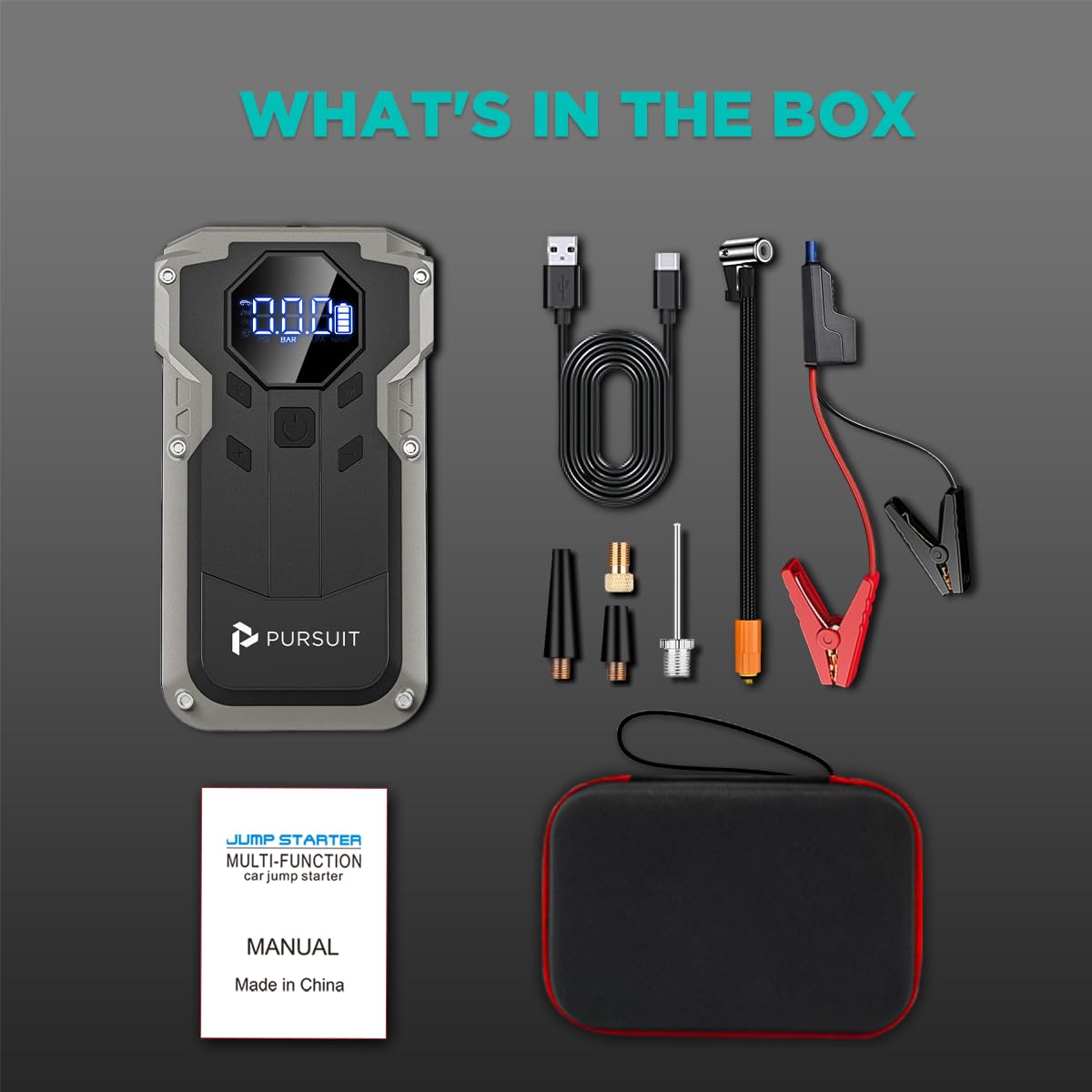 2000A Peak 150PSI Portable Jump Starter with Air Compressor I756