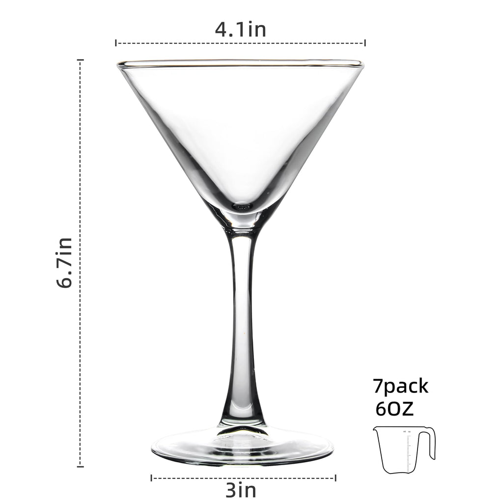 Clear Cocktail Glasses Set of 7, 6 Ounce H6414