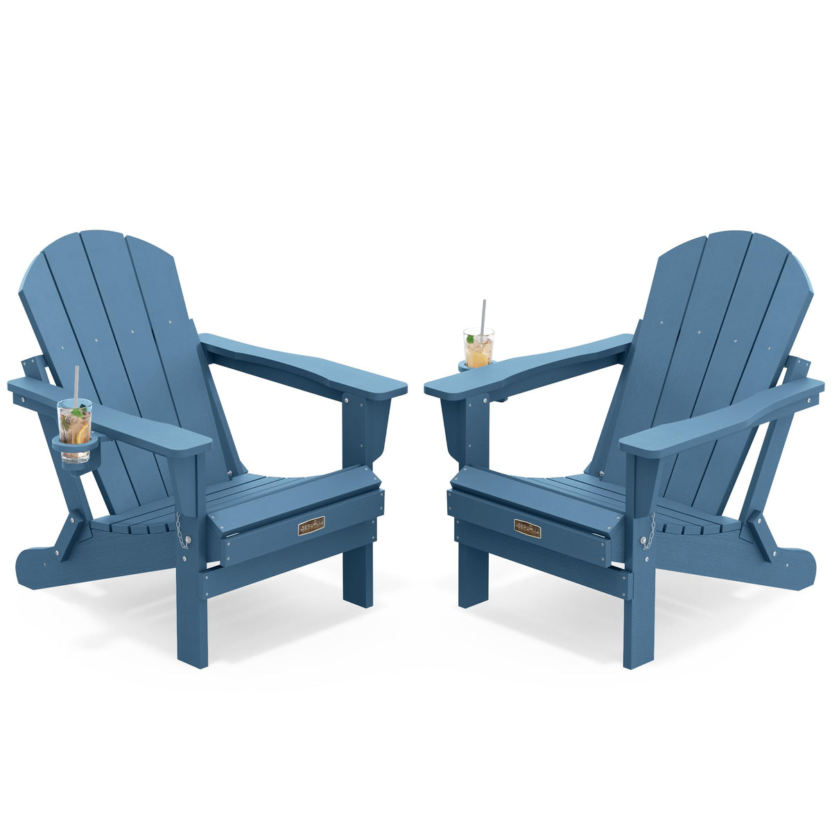 Folding Adirondack Chair Set of 2 with Cup Holder J904