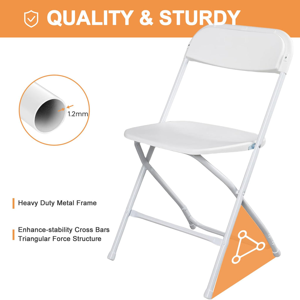 White 10 Pack Folding Chairs with Steel Frame H7281