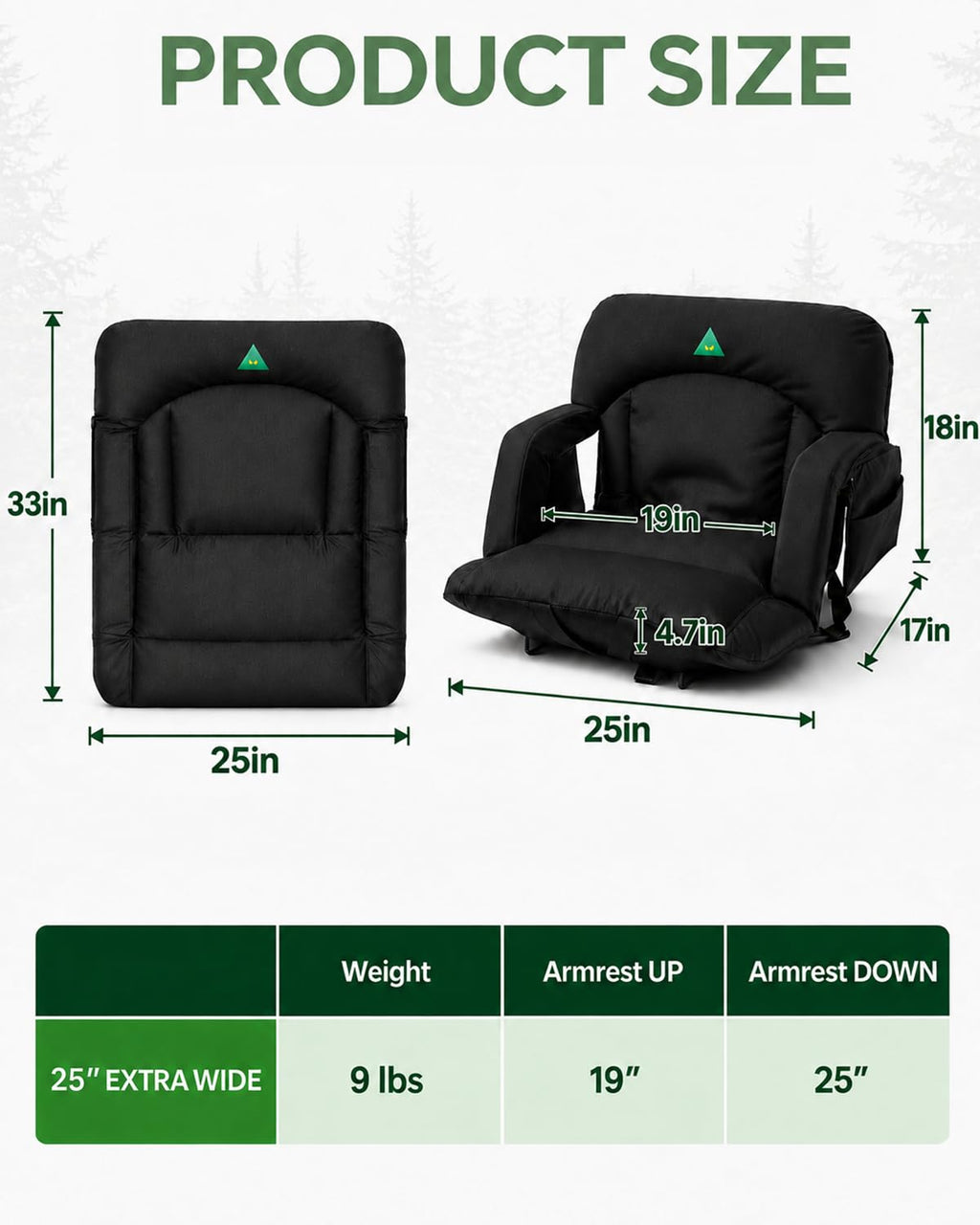 25" Wide Stadium Seats with Armrests & Back Support D885