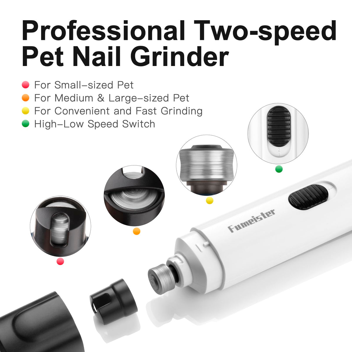 Quiet 2-Speed Type-C Rechargeable Dog Nail Grinder I987
