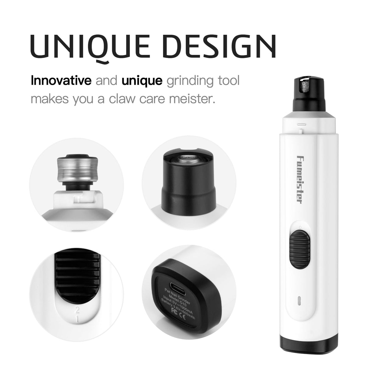 Quiet 2-Speed Type-C Rechargeable Dog Nail Grinder I987