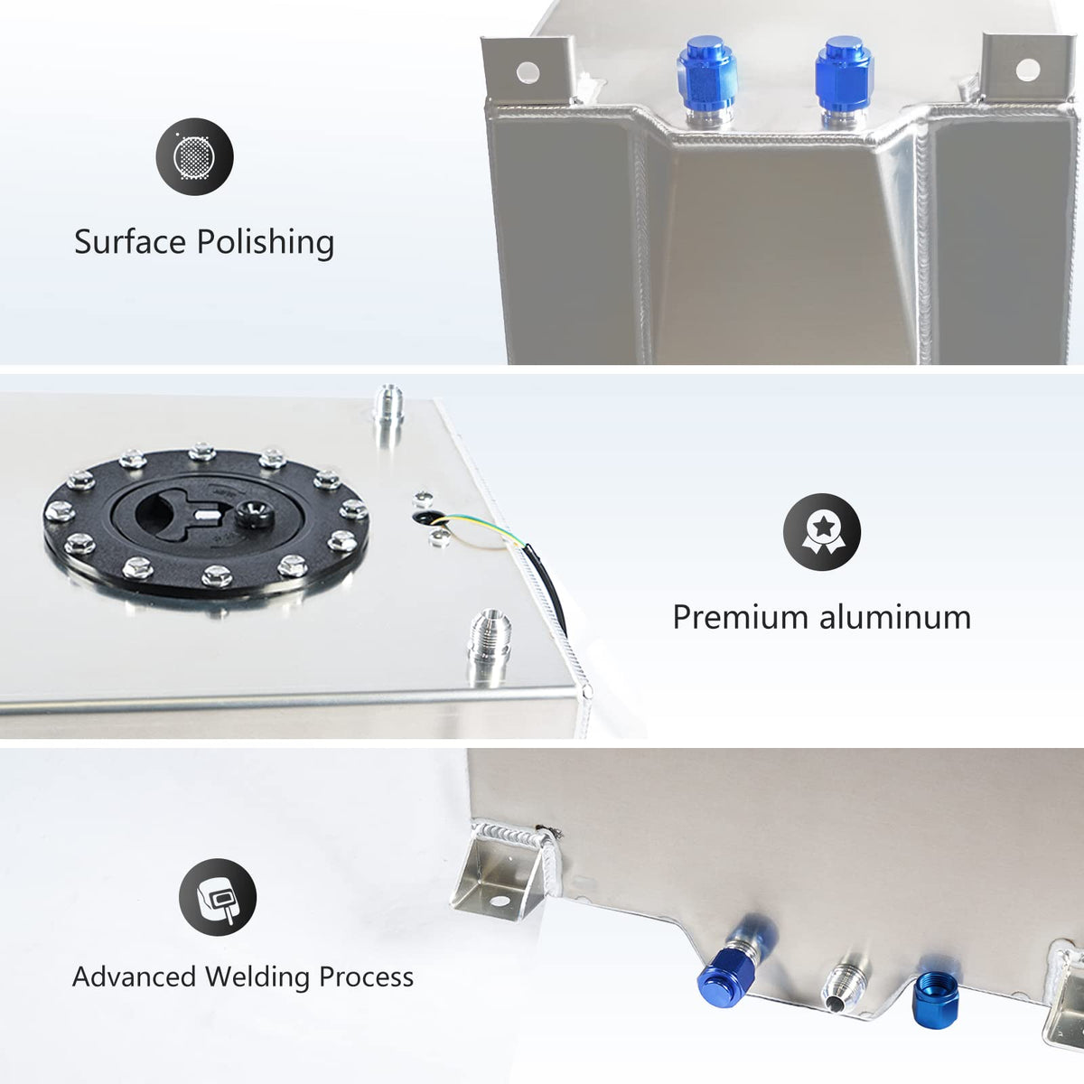 5 Gallon Aluminum Polished Fuel Cell with Cap H336