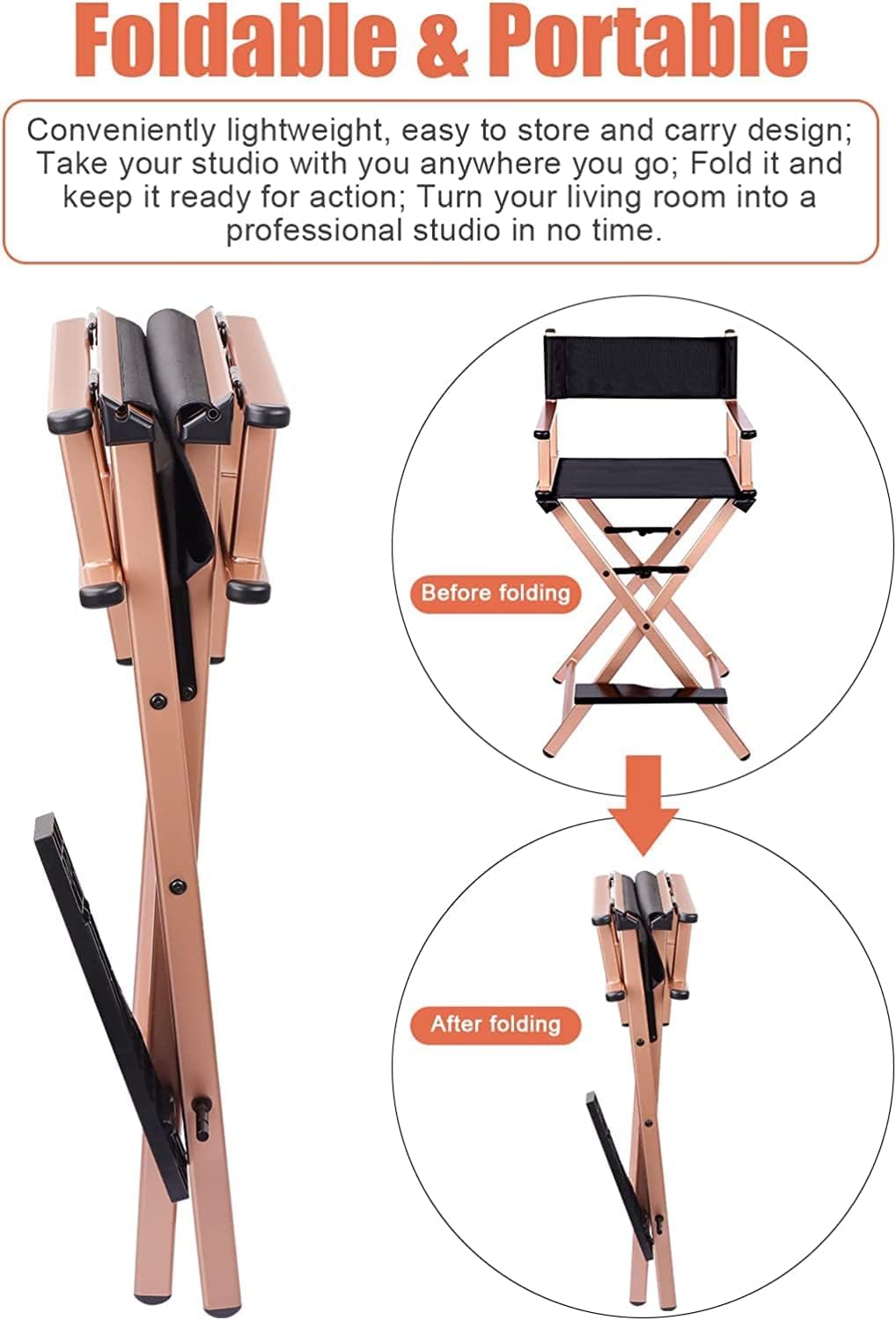 Folding Director Chair with Footrest, 300lbs Capacity D40139