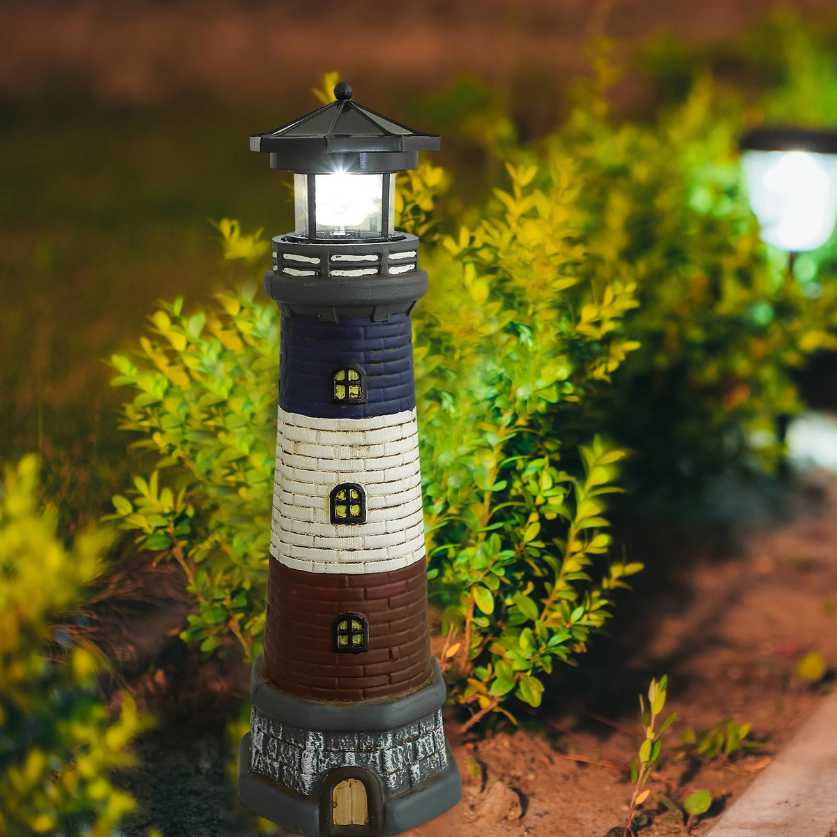 Solar Garden Lighthouse Statue 14.76In Waterproof V21071