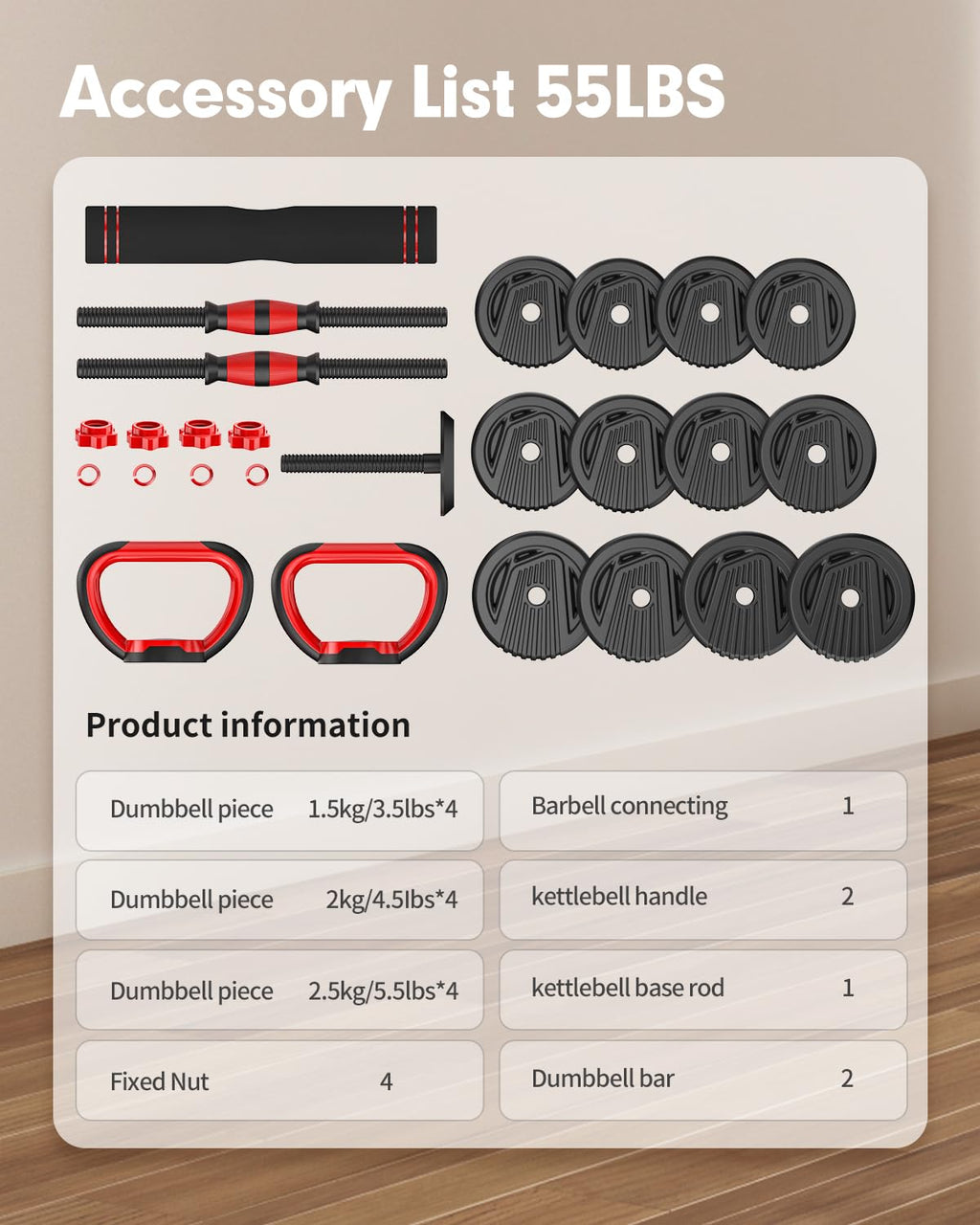 Adjustable Dumbbell Set 4 in 1 Free Weights U42104