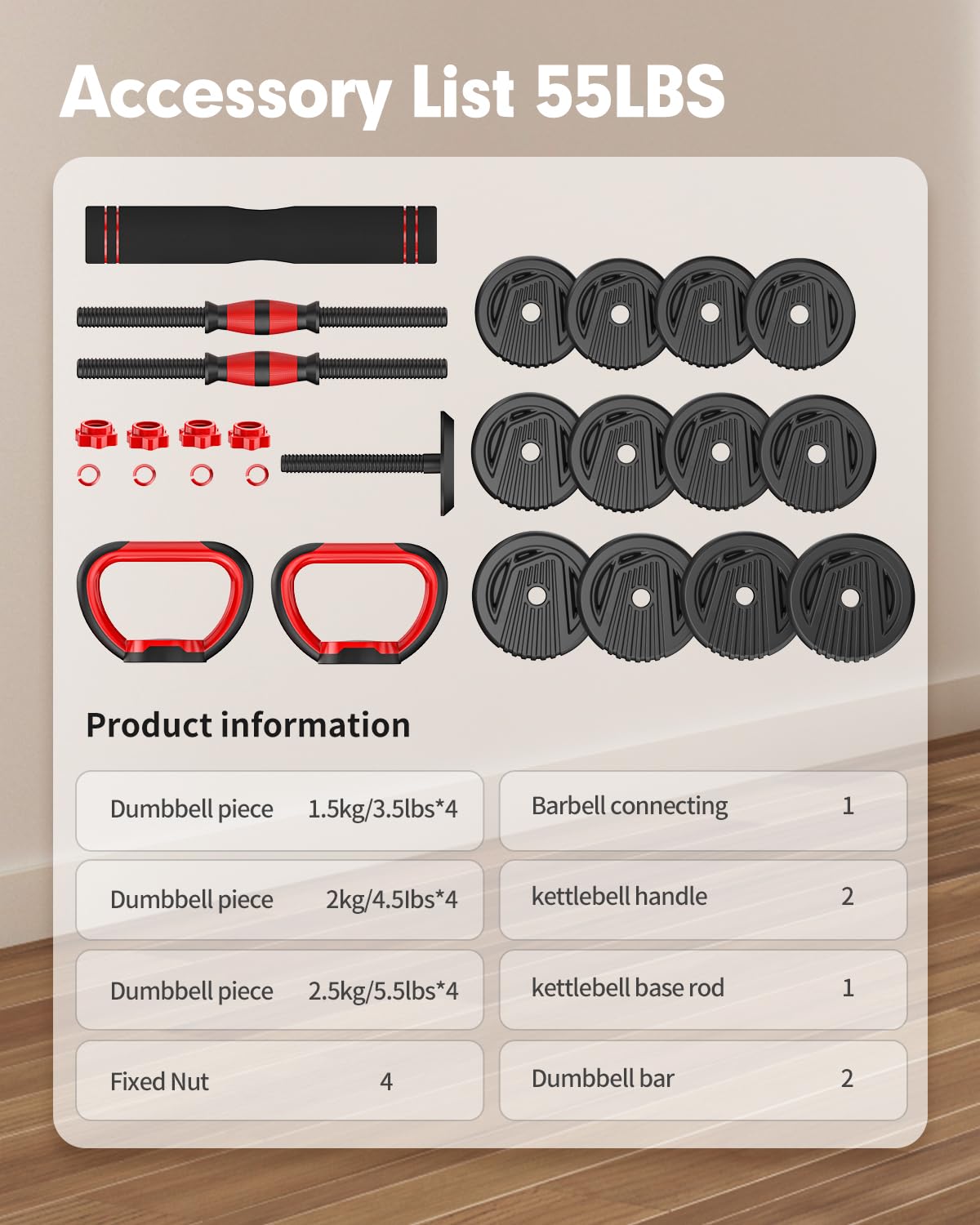 Adjustable Dumbbell Set 4 in 1 Free Weights U42104