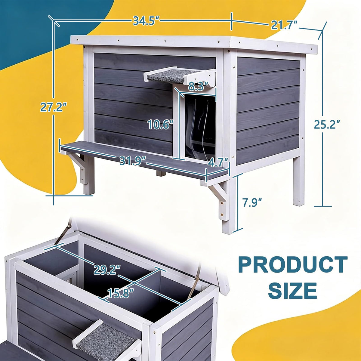 Weatherproof Outdoor Cat House with Elevated Floor G459