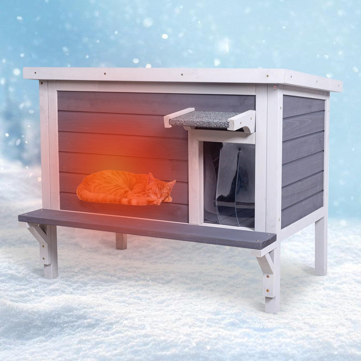 Weatherproof Outdoor Cat House with Elevated Floor G459