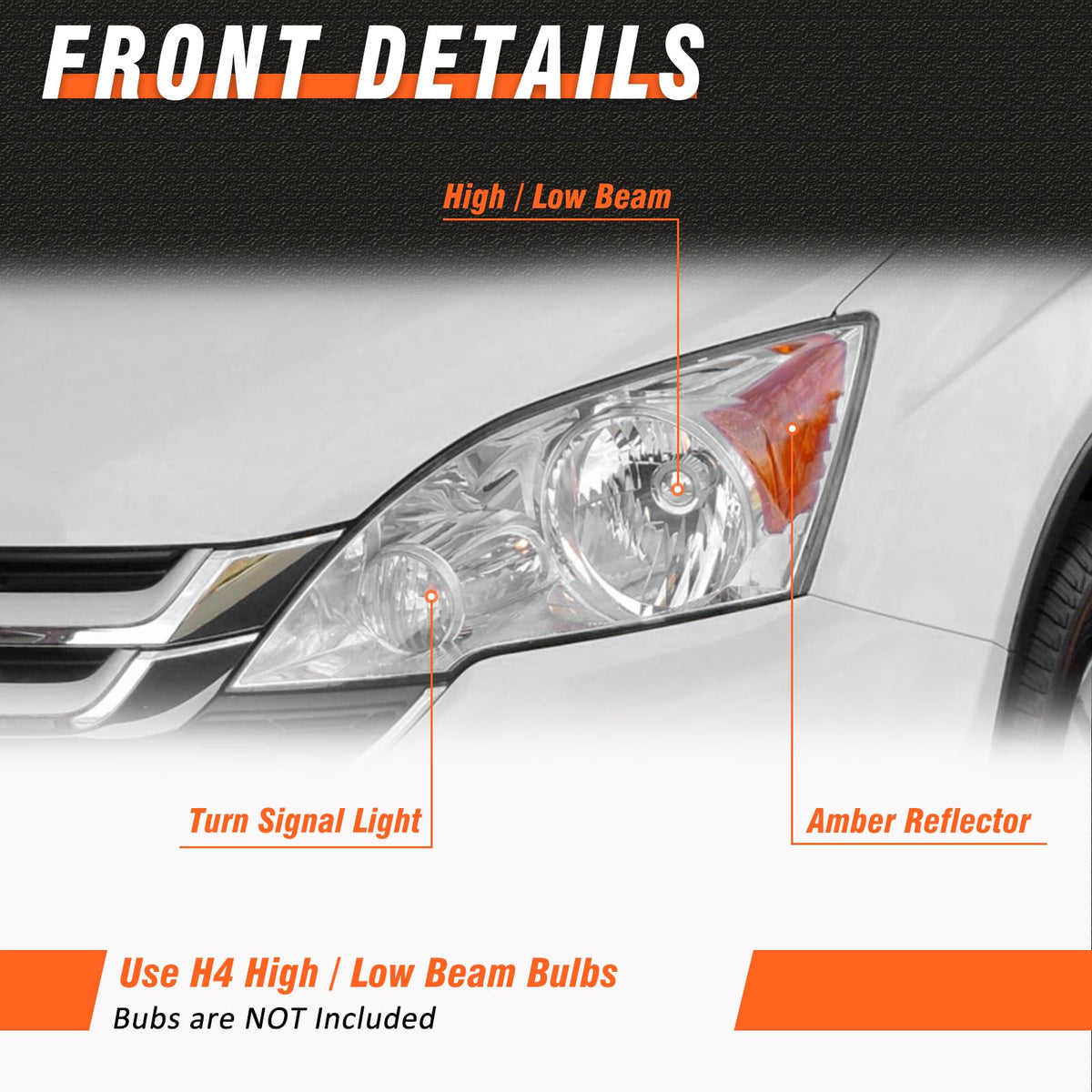 2007-2011 Honda Cr-V Chrome Headlights E489