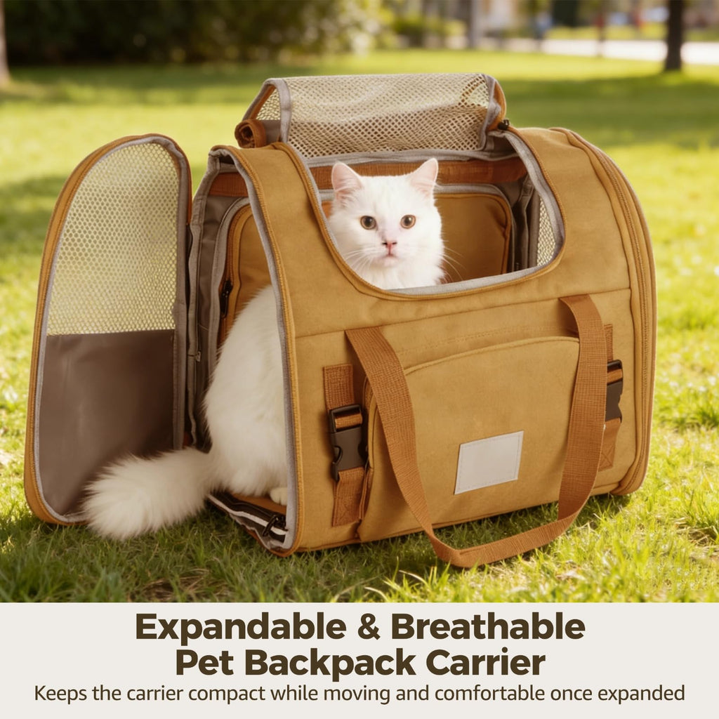 Expandable Pet Backpack Carrier with Ventilated Mesh Top D3230