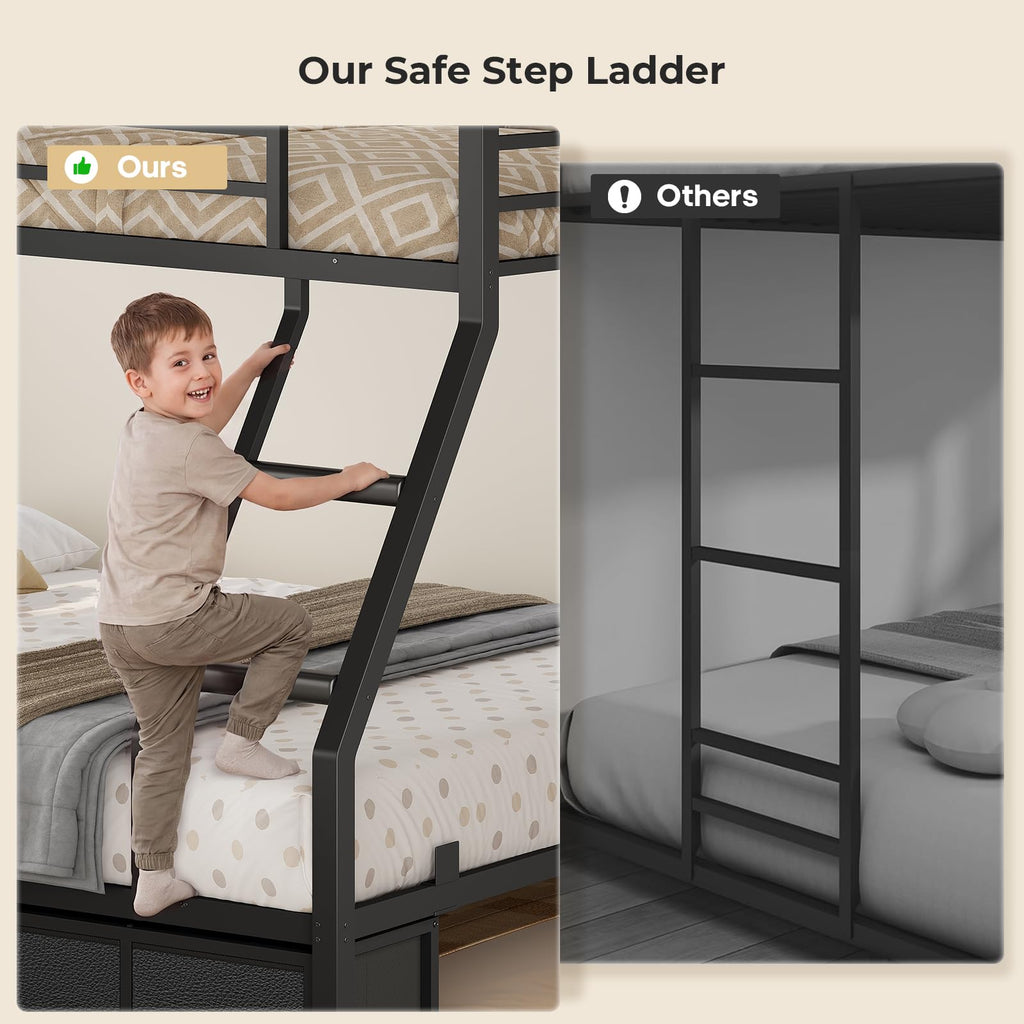 Twin Over Full Bunk Bed with Trundle and 6 Storage Drawers T93423