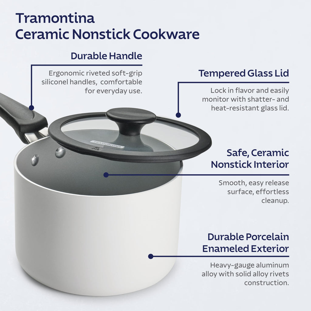 Ceramic Non Stick 11-Piece Nesting Pots and Pans Set White T88667