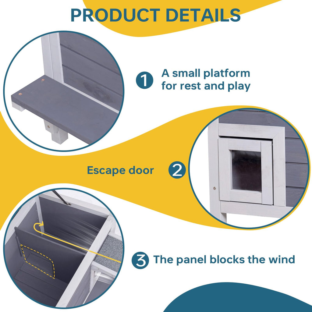 Weatherproof Outdoor Cat House with Elevated Floor G459