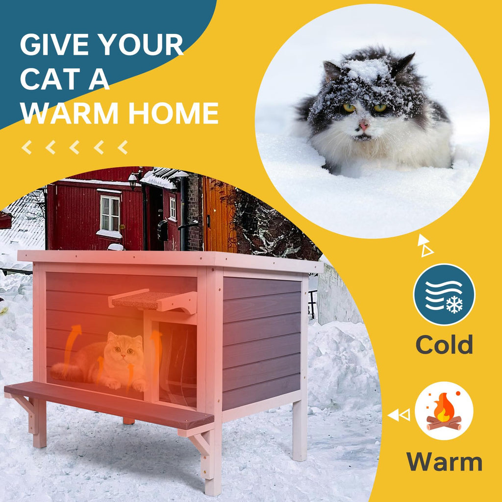 Weatherproof Outdoor Cat House with Elevated Floor G459